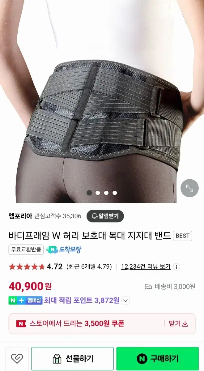 바디프레임 허리보호대(XL): 택배비포함